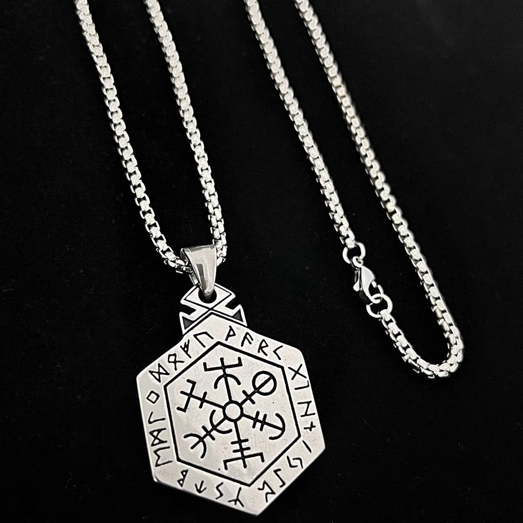 Colar Masculino 60cm + Pingente Bússola Viking Aço Inox Top