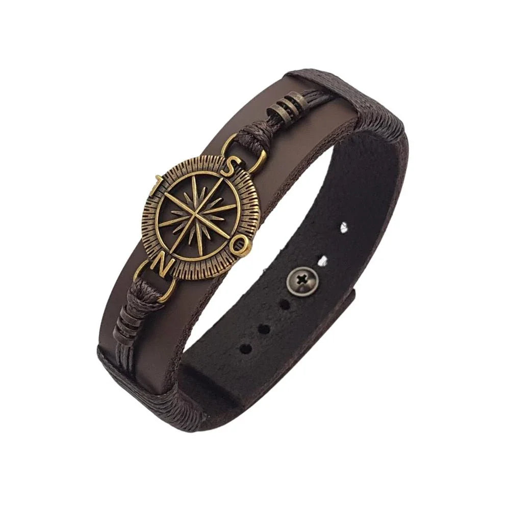 Pulseiras Masculinas De Couro Pai Nosso Bússola São Bento Fé
