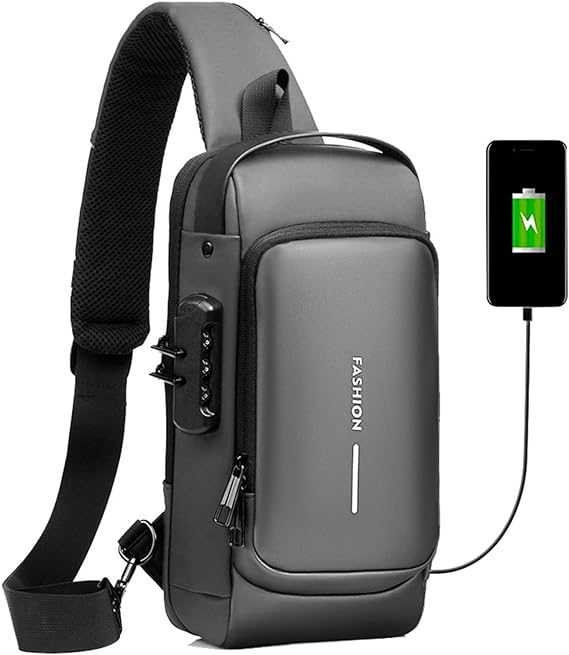 Mochila masculina com cadeado à prova d'água anti-roubo preta