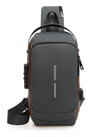Mochila masculina com cadeado à prova d'água anti-roubo Cinza