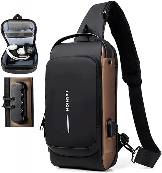 Mochila masculina com cadeado à prova d'água anti-roubo Cinza