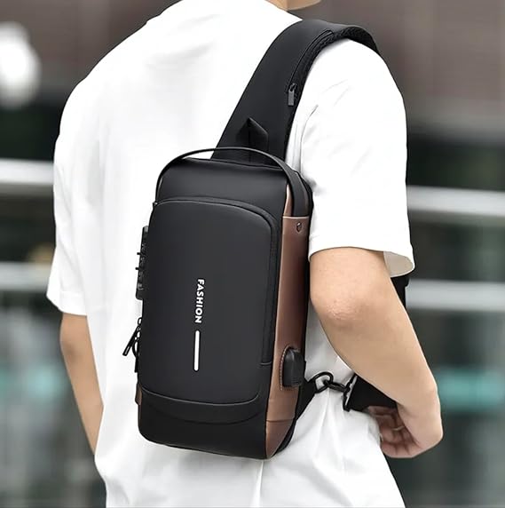 Mochila masculina com cadeado à prova d'água anti-roubo Cinza