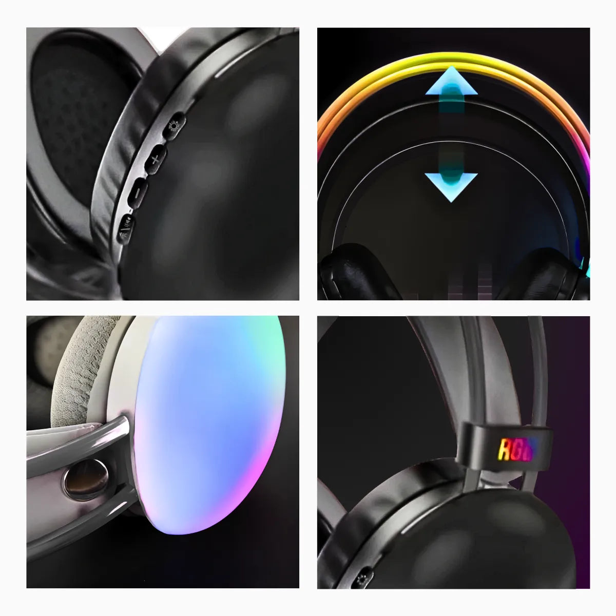 Fone de Ouvido Bluetooth V5.3 com Iluminação LED