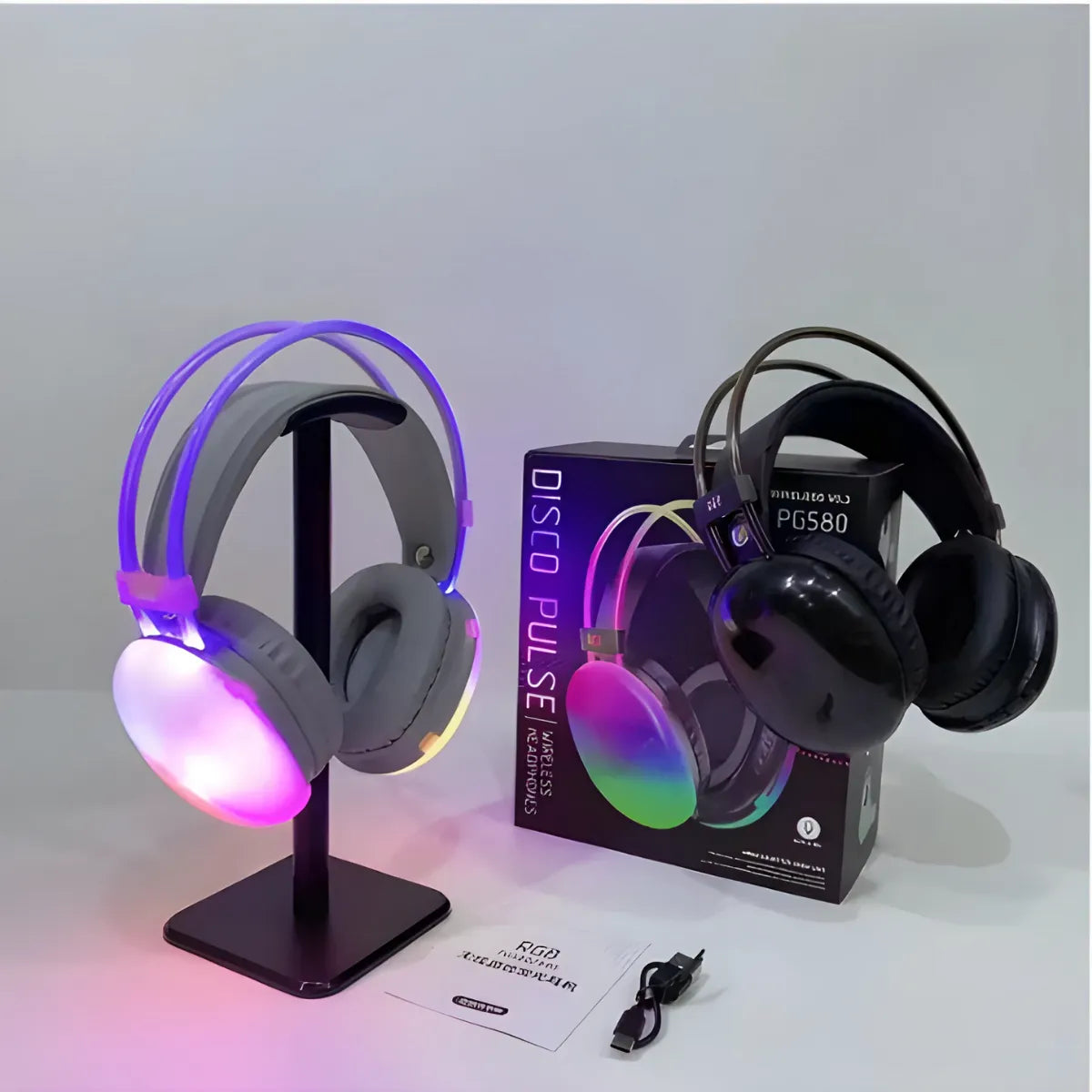 Fone de Ouvido Bluetooth V5.3 com Iluminação LED