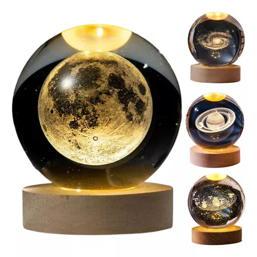 Luminária 3D Sistema Solar em Cristal para Mesa