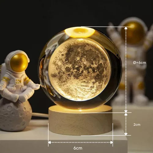Luminária 3D Sistema Solar em Cristal para Mesa