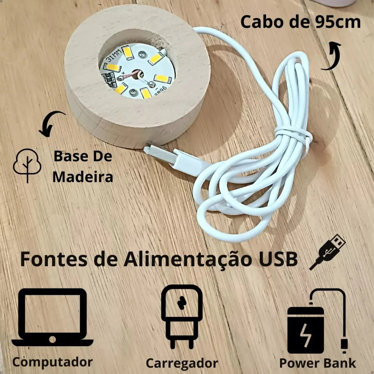 Luminária 3D Sistema Solar em Cristal para Mesa