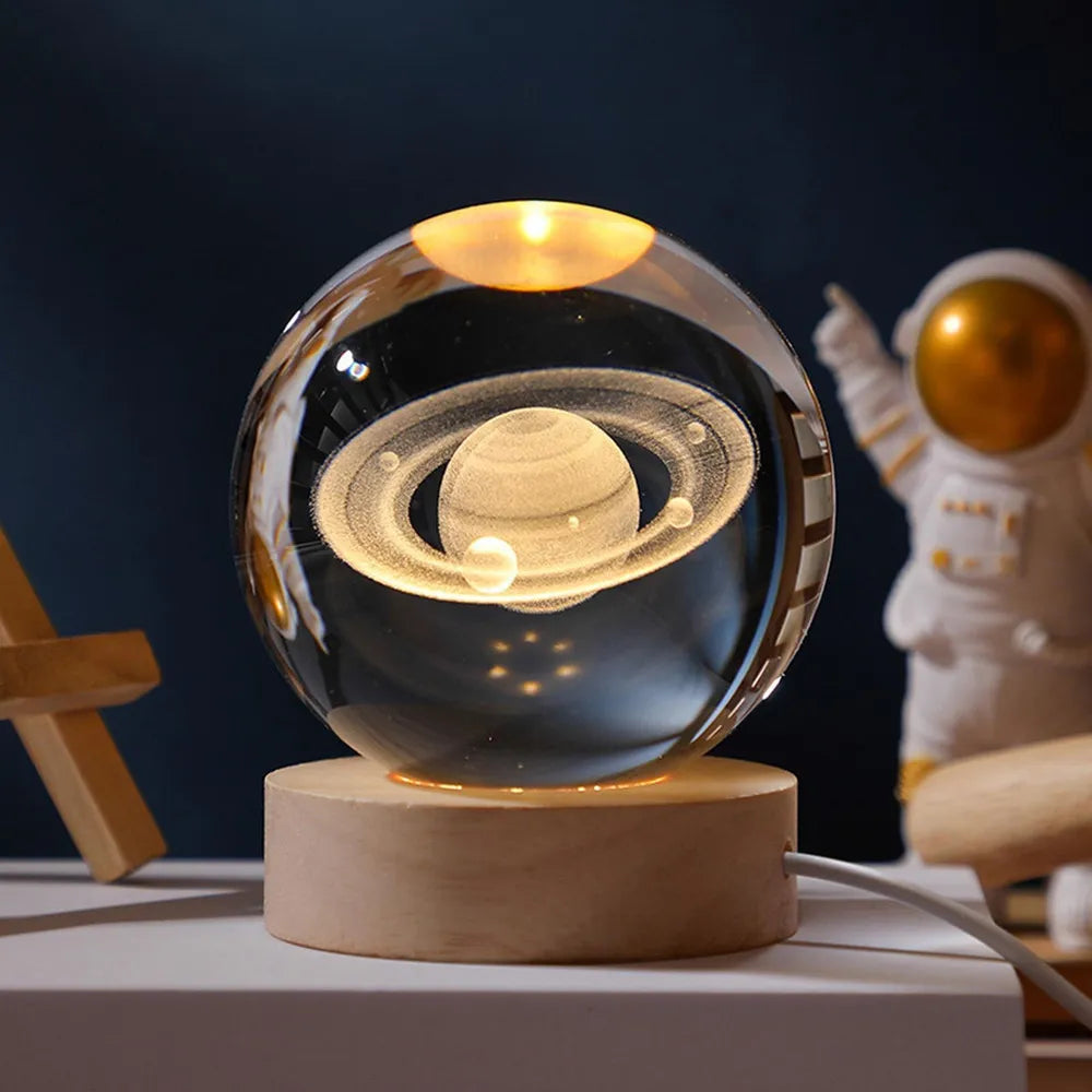 Luminária 3D Sistema Solar em Cristal para Mesa