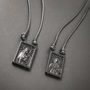 Colar Masculino De Couro Preto Tribal Cruz Regulável Premium