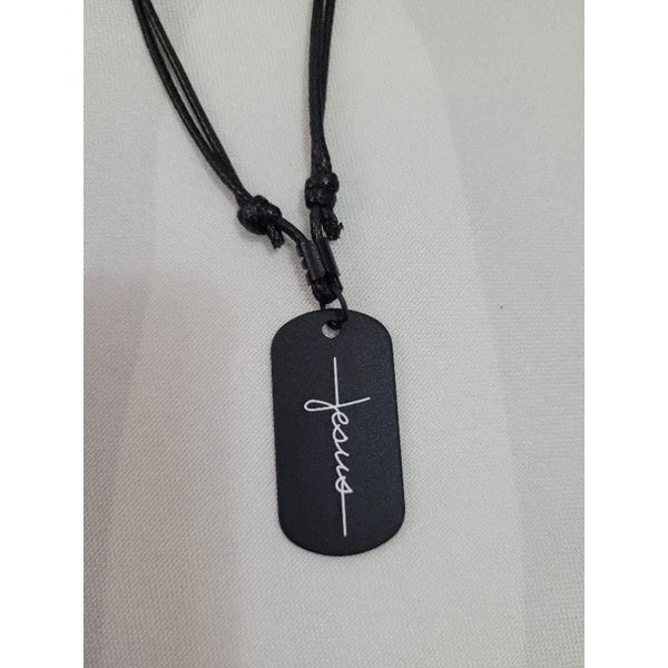 Colar Masculino De Couro Preto Tribal Cruz Regulável Premium
