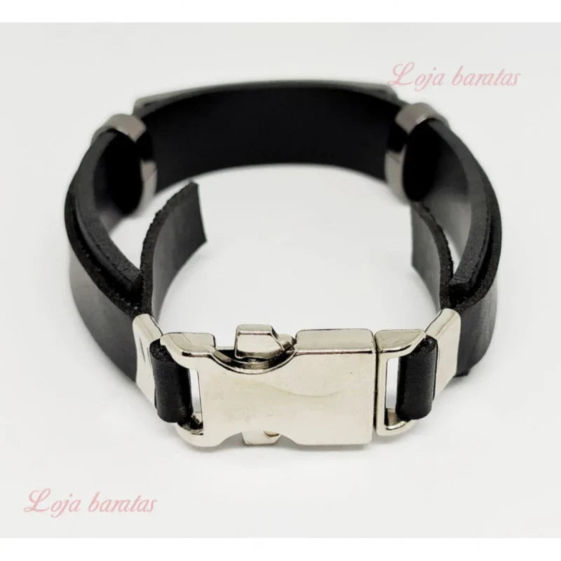 Pulseira Masculina fé Pulseira de Couro/ Masculina Com frase religiosa