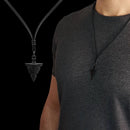 Colar Masculino De Couro Preto Tribal Cruz Regulável Premium