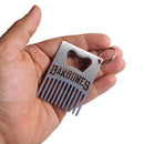 Pente para Barba e Abridor em Aço Inox Chaveiro