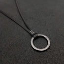 Colar Masculino De Couro Preto Tribal Cruz Regulável Premium