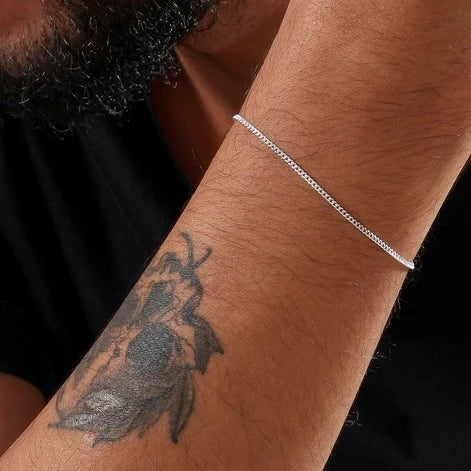 Pulseira Fininha Masculina Banhado A Prata 925