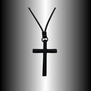 Colar Masculino De Couro Preto Tribal Cruz Regulável Premium