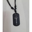 Colar Masculino De Couro Preto Tribal Cruz Regulável Premium