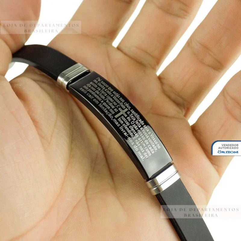 Pulseira Masculina Original Bracelete Folheado Pai Nosso ENVIO Imediato Nota Fiscal