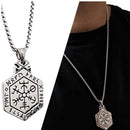 Colar Masculino 60cm + Pingente Bússola Viking  Aço Inox Top