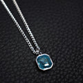 Colar masculino cristal azul/verde/ aço inoxidável- joia masculina/ presente masculino