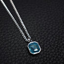 Colar masculino cristal azul/verde/ aço inoxidável- joia masculina/ presente masculino