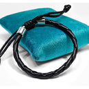 ￼Kit 2 Pulseiras Masculinas de Couro Redondo Ajustável Bolinhas Preta Fosca 6mm