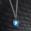 Colar masculino cristal azul/verde/ aço inoxidável- joia masculina/ presente masculino