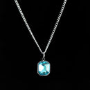 Colar masculino cristal azul/verde/ aço inoxidável- joia masculina/ presente masculino