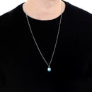 Colar masculino cristal azul/verde/ aço inoxidável- joia masculina/ presente masculino