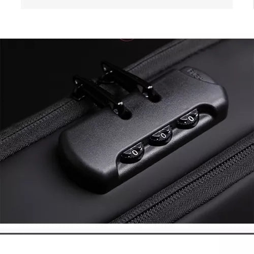 Mochila masculina com cadeado à prova d'água anti-roubo preta