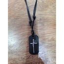 Colar Masculino De Couro Preto Tribal Cruz Regulável Premium